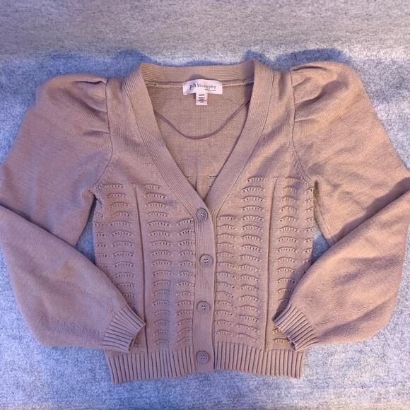 Philosophy Women’s Cardigan Sweater Size XS In Peachy Tan Viscose Blend NWOT - Picture 2 of 10